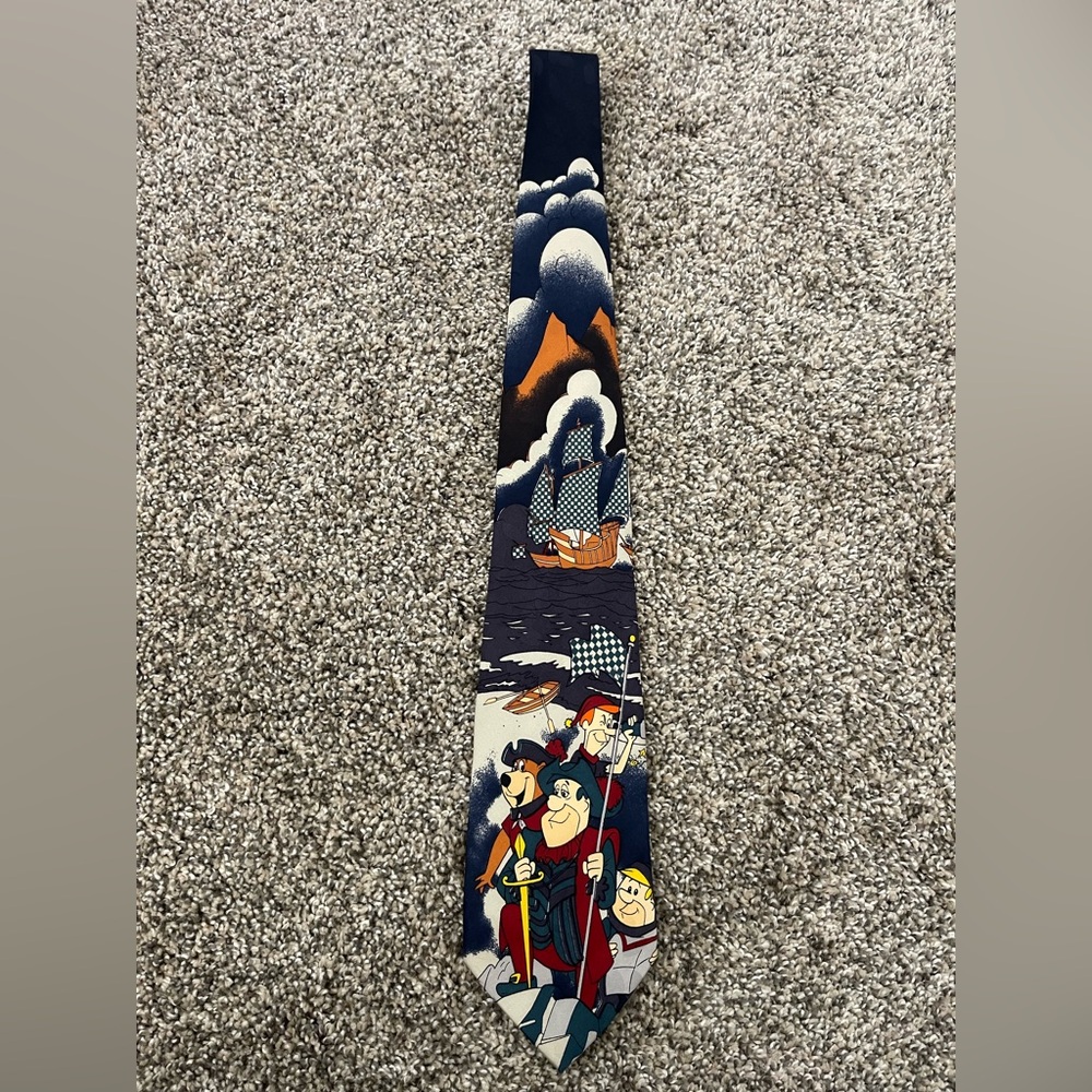 Vintage 1993 Cartoon Network The Flintstones Silk Neck Tie
